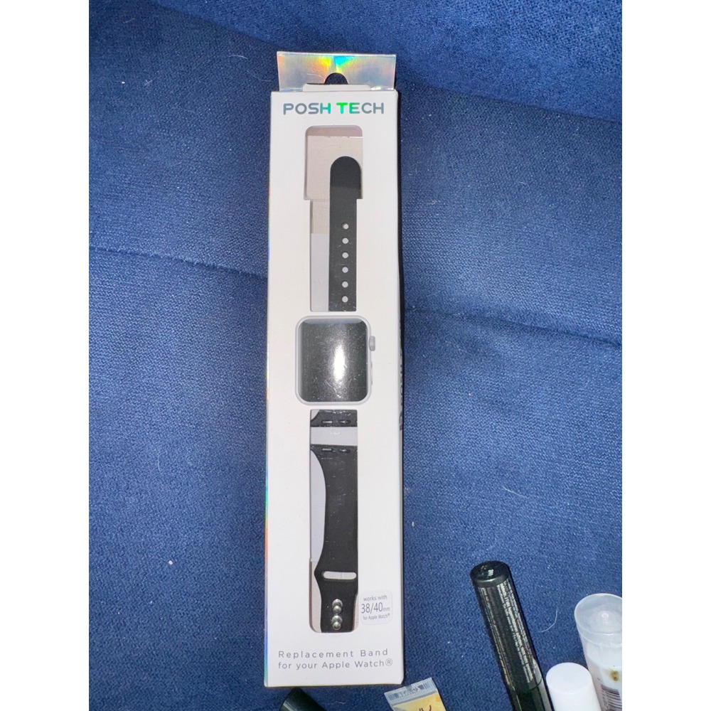 Posh Tech Apple Watch Band 38mm 40mm Black‎ Silicone Sport Replacement Wrist